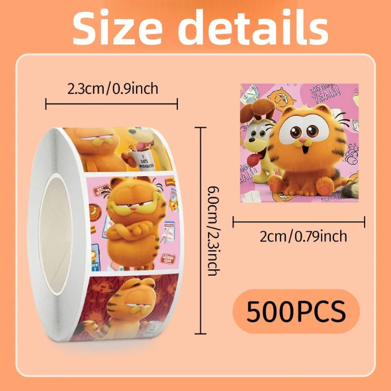Anime Merchandise Wholesale - Garfield Cartoon niedliche 500er-Rollen-Aufkleber, kreative Siegelaufkleber,