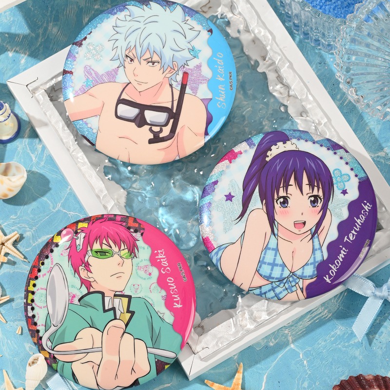 Pin Button Badge - Saiki Kusuo Niedlicher Anime-Merchandise Runder Metall-Button-Anstecker