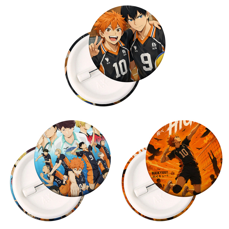Pin Button Badge - Haikyuu Anime Abzeichen Cartoon-Figur Emblem Volleyball-Jungen