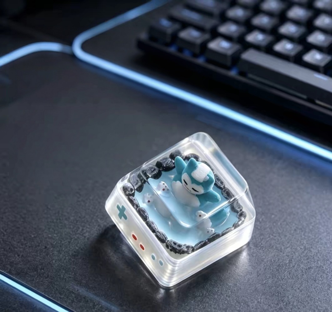 Keycap Artisan Anime - Pokémon Snorlax Tastenkappe aus Harz, durchscheinend,